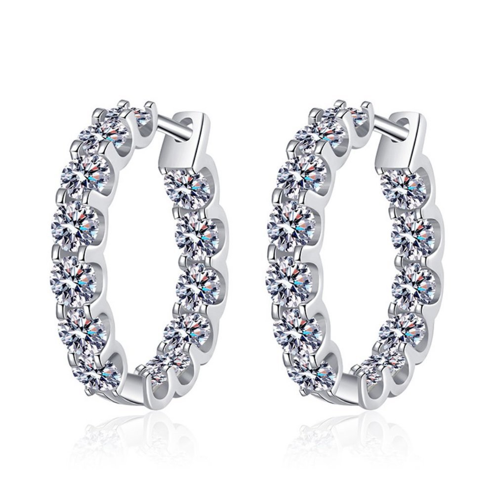 Certified 2.6 ct. t.w. Moissanite Diamond Inside Out Hoop Earrings NEW - Picture 9 of 14